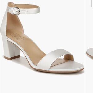 Naturalizer White Ankle-Strap Block Heel Sandal